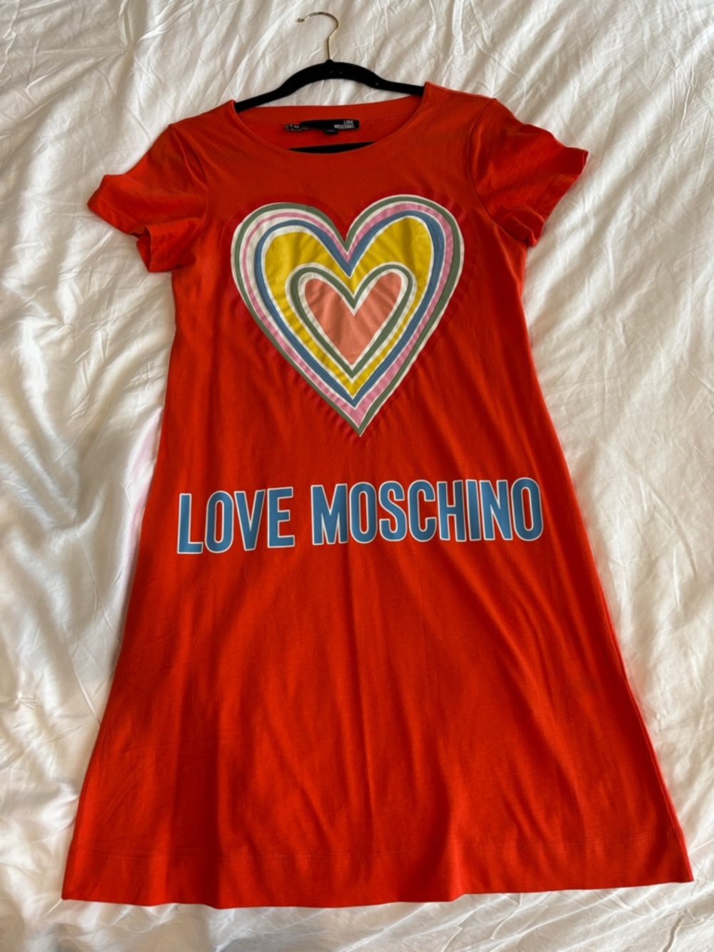 Love Moschino Red Graphic Heart Tee Dress